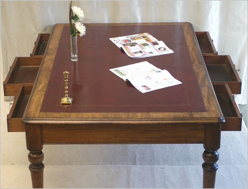 3047-Large-Antique-Six-Drawer-Mahogany-Library Table (5)